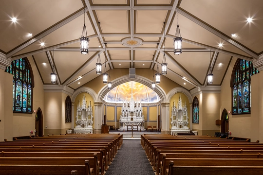 Renovated worship spaces at Ascension Church in Minneapolis, MN